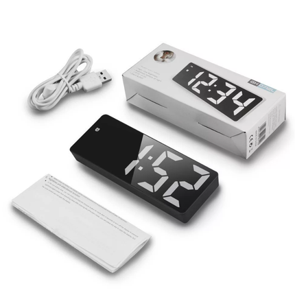 LED digital clock, yellow display, with usb cable, Black/yellow (GH0712L)