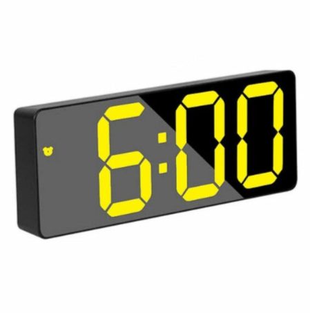 LED digital clock, yellow display, with usb cable, Black/yellow (GH0712L)