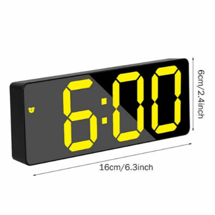 LED digital clock, yellow display, with usb cable, Black/yellow (GH0712L)