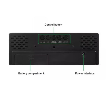 LED digital clock, Blue display, USB cable, Black/Blue