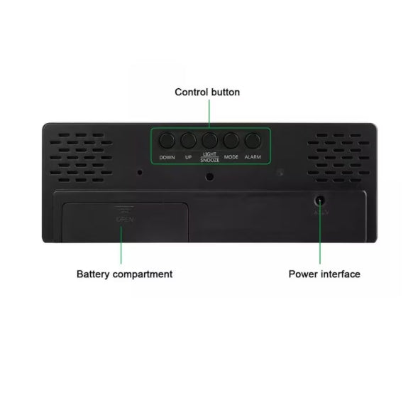 LED digital clock, Blue display, USB cable, Black/Blue